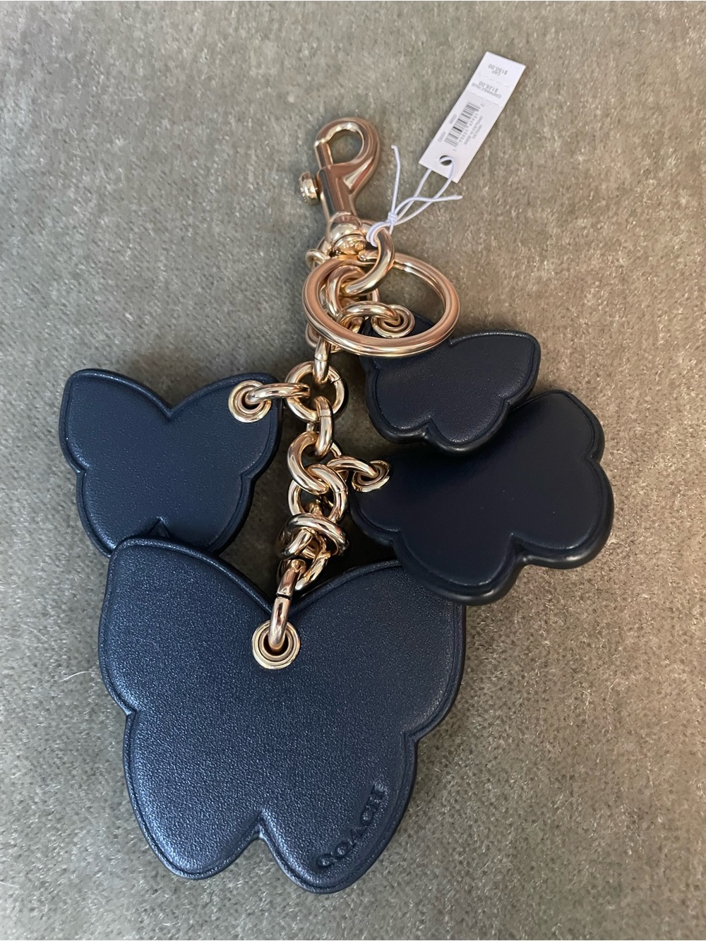COACH Layered Butterfly Key Charm Denim Blue NWT / factory wrap C8224 - Picture 2 of 5